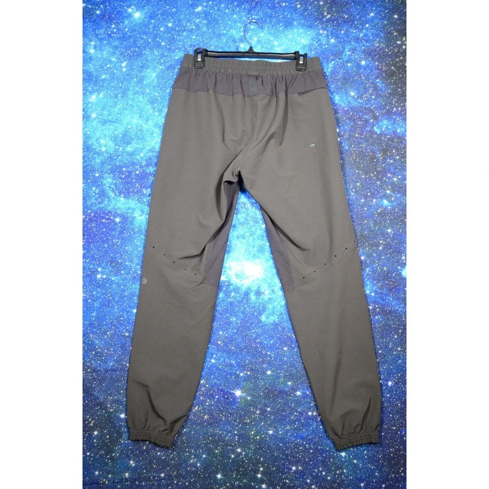 Lululemon Jogger Pants Mens Medium Gray Woven Zip Pockets Ventilated Athletic